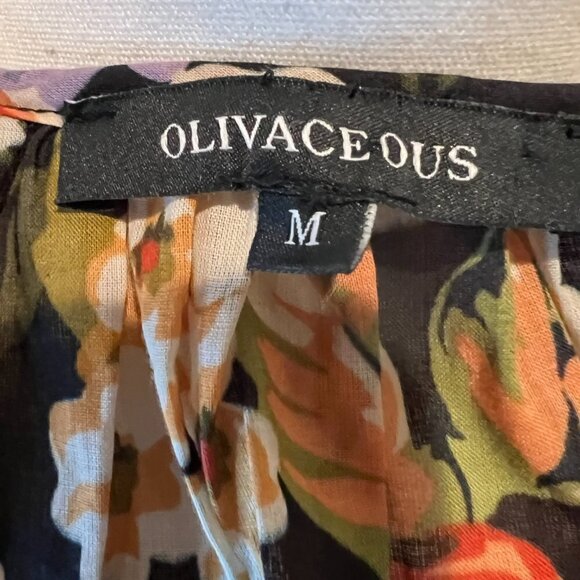 Olivaceous floral 100% cotton peasant blouse w tassels, Size Medium - Picture 12 of 15